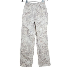 BDG High Rise Baggy Jeans Womens 24 Gray Marble 100% Cotton Pockets Zip Artsy